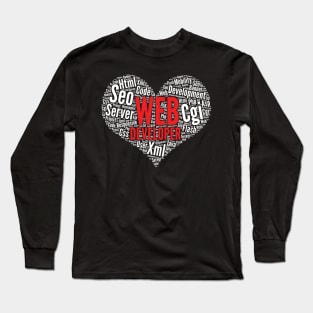 Web developer Heart Shape Word Cloud Design graphic Long Sleeve T-Shirt